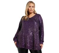 Yours London Curve Sequin V-Neck Top - Women's - Plus Size Curve Purple