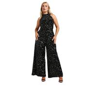 Yours London Curve Sequin Velvet Jumpsuit - Women's - Plus Size Curve Black