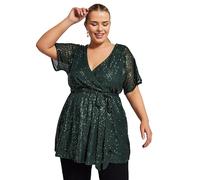 Yours London Curve Sequin Wrap Top - Women's - Plus Size Curve Green