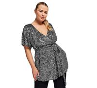 Yours London Curve Sequin Wrap Top - Women's - Plus Size Curve Silver