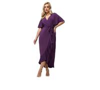 Yours London Curve Short Sleeve Ruffle Wrap Maxi Dress - Women's - Plus Size Curve Purple