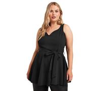 Yours London Curve Sleeveless Peplum Top - Women's - Plus Size Curve Black