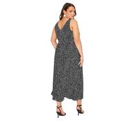 Yours London Curve Spot Print Pleated Maxi Dress - Women's - Plus Size Curve Black