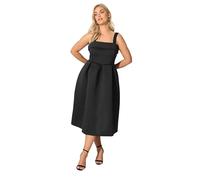 Yours Women's Square Neck Midi Skater Dress in Black | Size: 22