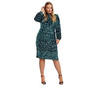 Yours London Curve Teal Green Sequin Velvet Shift Dress - Women's - Plus Size Curve