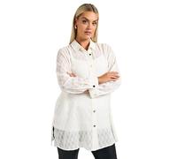 Yours London Curve Textured Longline Shirt - Women's - Plus Size Curve White