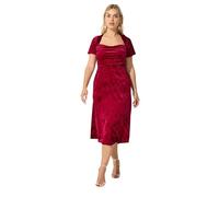 Yours London Curve Velvet Square Neck Midi Dress - Women's - Plus Size Curve Red