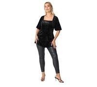 Yours London Curve Velvet Square Neck Top - Women's - Plus Size Curve Black