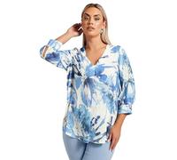 Yours London Curve White Abstract Print Pleat Front Blouse - Women's - Plus Size Curve