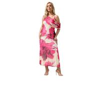Yours London Curve White Blurred Floral Drape Shoulder Dress - Women's - Plus Size Curve