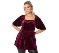 Yours London Curve Wine Velvet Square Neck Top - Women's - Plus Size Curve