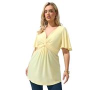 Yours London Curve Yellow Knot Detail Front Short Sleeve Top - Women's - Plus Size Curve