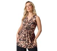 Yours London Curve Zebra Print Sleeveless Knot Front Top - Women's - Plus Size Curve Brown