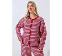 Yours Long Sleeve Boucle Cardigan In Red Red 22-24