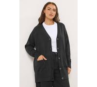 Yours Curve Boyfriend Long Sleeve Soft Knit Longline Button Front Cardigan with Pockets - Women's - Plus Size Curve Black 22-24