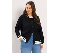 Yours Long Sleeve Knitted Cardigan In Black Black