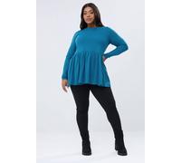 Yours Women's Long Sleeve Peplum Top in Teal | Size: 22-24 Yours Teal 22-24