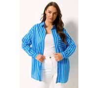 Yours Long Sleeve Striped Shirt In Blue Blue