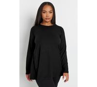 Yours Curve Long Sleeve Ribbed Swing Top - Women's - Plus Size Curve Black