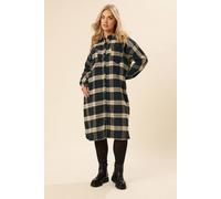 Yours Longline Check Shirt In Black Black 22-24