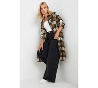 Yours Curve Longline Check Shirt - Women's - Plus Size Curve Brown