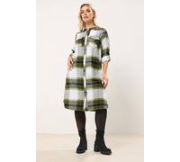 Yours Longline Check Shirt In Light Khaki Light Khaki 30-32