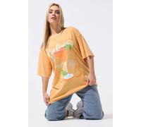 Yours Women's Longline Graphic Acid Wash T-Shirt in Orange | Size: 22-24 Yours Orange 22-24