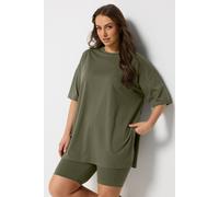 Yours Curve Green Side Split Longline T-Shirt - Women's - Plus Size Curve