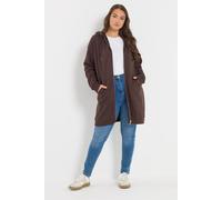Yours Longline Zip Hoodie In Chocolate Chocolate 30-32