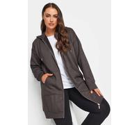 Yours Longline Zip Hoodie In Grey Grey 34-36