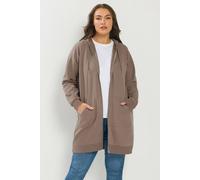 Yours Women's Longline Zip Hoodie in Light Brown | Size: 26-28 Yours Light Brown 26-28