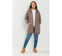 Yours Curve Natural Brown Longline Zip Hoodie - Women's - Plus Size Curve