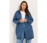 Yours Women's Longline Zip Through Hoodie in Bright Blue | Size: 20