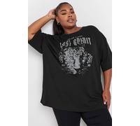 Yours Curve 'Lost Spirit' Slogan Boxy T-Shirt - Women's - Plus Size Curve Black