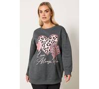 Yours 'love Always' Glitter Heart Sweatshirt In Grey Grey 18