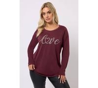 Yours Curve Wine Red 'Love' Long Sleeve T-Shirt - Women's - Plus Size Curve
