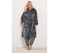 Yours Women's Luxe Dressing Gown in Dark Grey | Size: 18/20