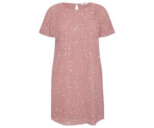 Yours Luxe: Ultimate Embellishment - Luxe Curve Light Pink Sequin Hand Embellished Cape Dress - Women's
