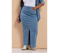 Yours Curve Denim Stretch Maxi Skirt - Women's - Plus Size Curve