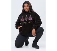Yours Curve 'Merry Christmas' Borg Novelty Hoodie - Women's - Plus Size Curve Black