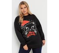 Yours 'merry Christmas' Cat Graphic Sweatshirt In Black Black 20
