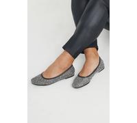Yours - Mesh Diamante Embellished Ballerina Pumps in Wide E Fit - Women's Black