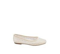 Yours - Mesh Diamante Embellished Ballerina Pumps in Wide E Fit - Women's Nude
