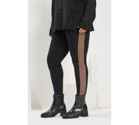 Yours Mesh Diamante Side Stripe Leggings In Black Black 20