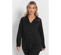 Yours Curve Mesh Panel Shirt - Women's - Plus Size Curve Black