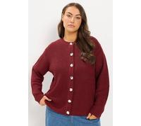 Yours Metal Button Knitted Cardigan In Burgundy Burgundy