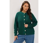 Yours Metal Button Knitted Cardigan In Dark Green Dark Green