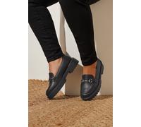Metal Trim Detail Loafers Yours Black 7E
