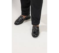 Yours - Leather Metal Trim Loafers in Wide E Fit - Women's Black
