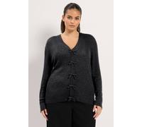 Yours Women's Metallic Bow Cardigan in Black | Size: 26-28 Yours Black 26-28